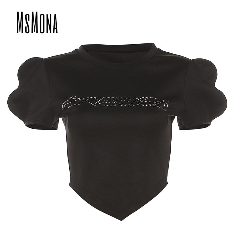 Áo Thun Tay Ngắn Cổ Tròn Màu Trơn In Chữ Thời Trang 2023 Quyến Rũ Cho Nữ