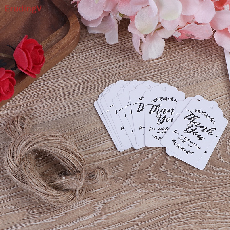 [ErudingV] Set 100 Thẻ Giấy Kraft Thank You Trang Trí Quà Tặng Đám Cưới / Tiệc Mừng Em Bé [Mới]