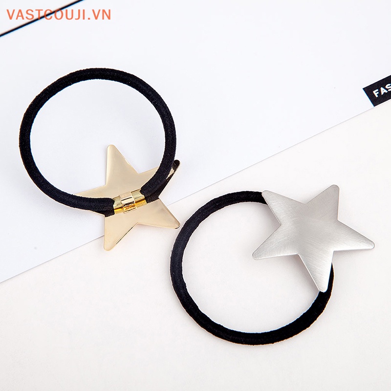 Dây Cột Tóc Hình Ngôi Sao Năm Cánh Bằng Kim Loại Thời Trang Harajuku Cho Nữ