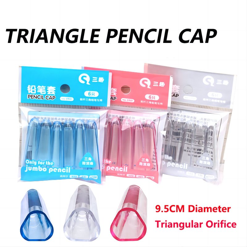 Bộ 6 Nắp Đậy Bút Chì Trong Suốt Hình Tam Giác Nhiều Màu WJ191