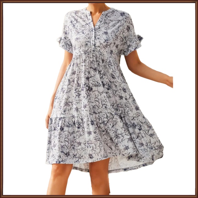 Áo Thun 100% Polyester Tay Ngắn Cổ Chữ V In Họa Tiết Phong Cách Âu Mỹ