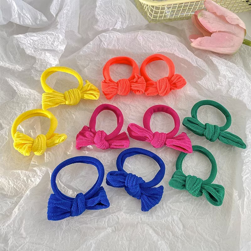 Dây Buộc Tóc Co Giãn Hình Nơ Màu Sắc Ngọt Ngào Cho Bé Gái