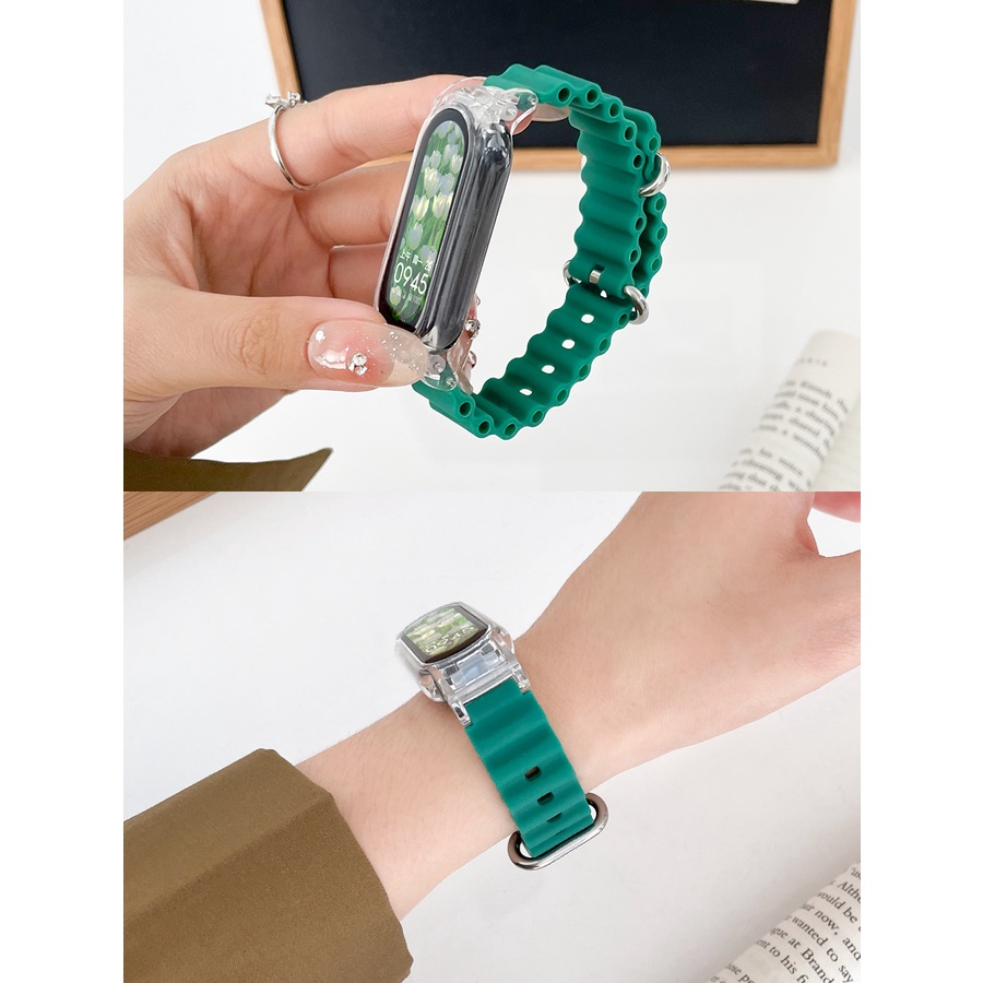 Dây Đeo Thay Thế Chất Liệu Silicon Màu Trơn Cho Xiaomi Mi band 8 7 6 5 4 3 Mi band 5 6 7 8