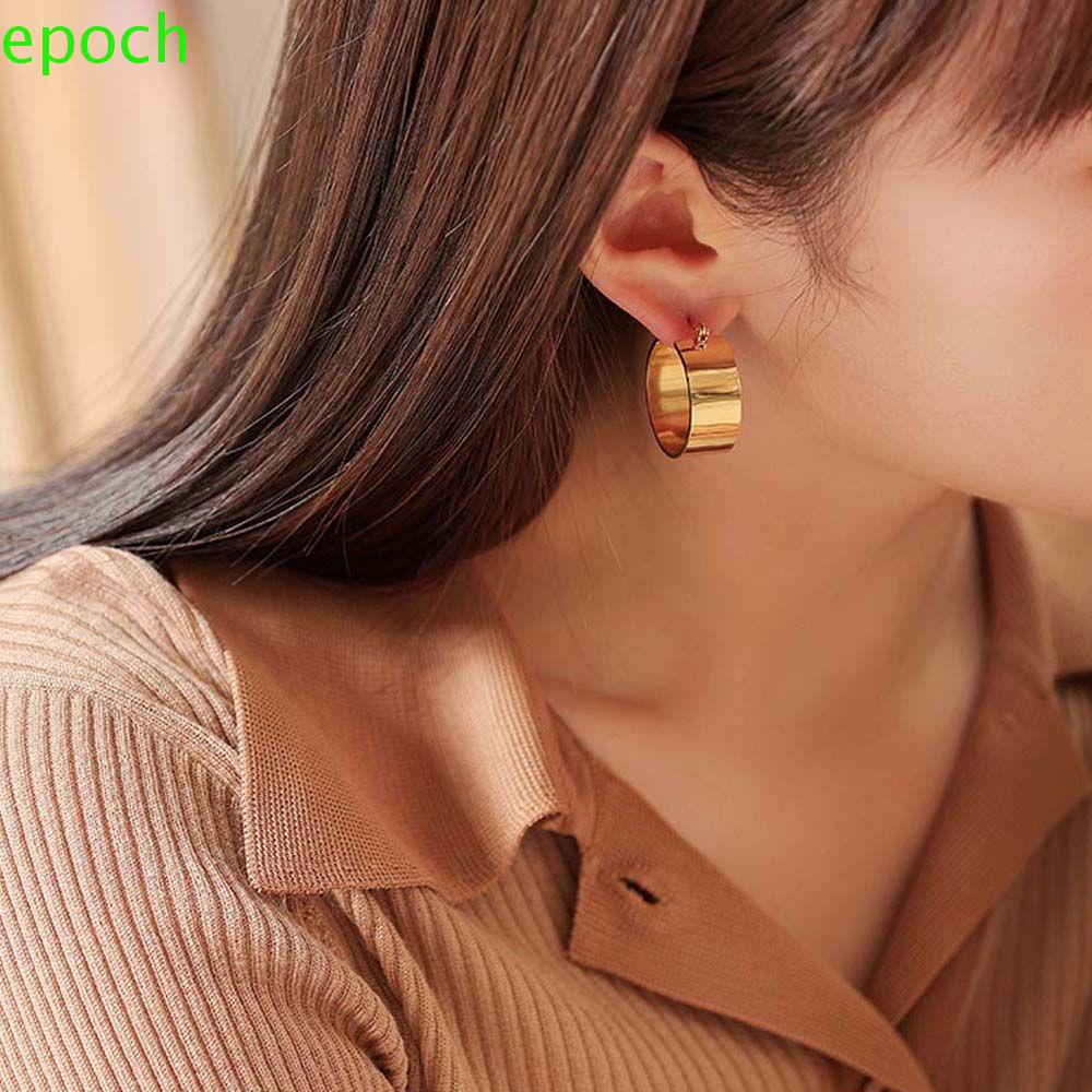 Khuyên Tai EPOCH Dạng Vòng Tròn|Bông Tai Tròn Bằng Thép Titanium Nhiều Màu Sắc Phong Cách Vintage