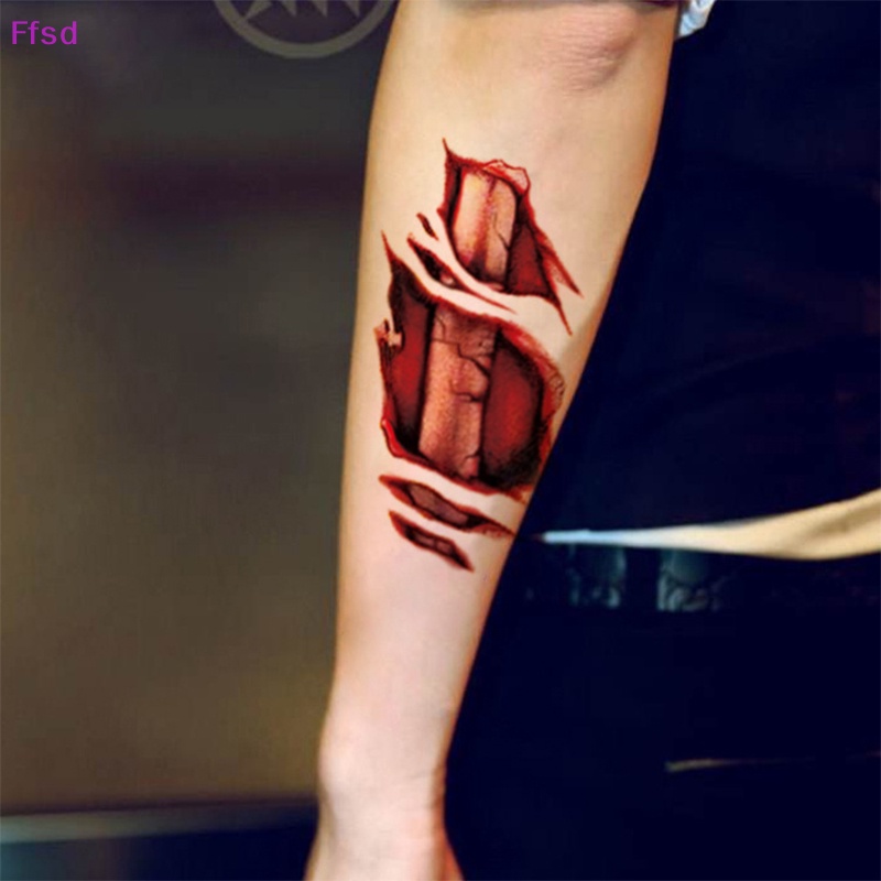 1 Tấm Hình Xăm Dán Tạm Thời Chống Nước Hình Vết Thương Kinh Dị Trang Trí Halloween