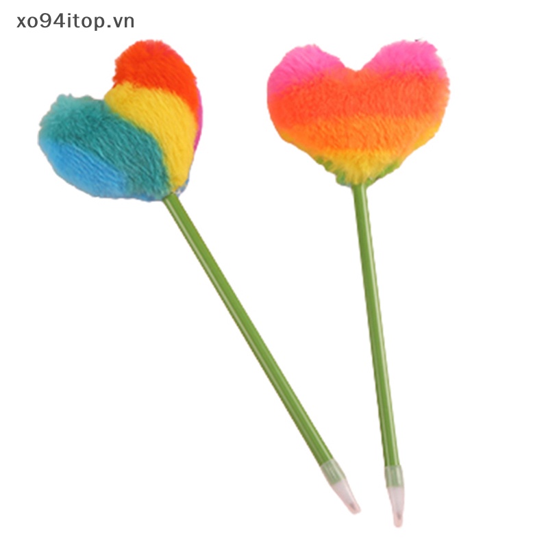 Bút Bi Lông Nhung Hình Kẹo Trái Tim Màu Sắc Ngọt Ngào
