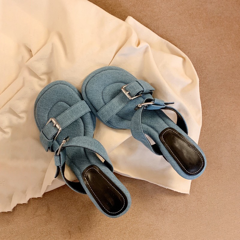 Duoya Tóc Thẳng ~ [Hàng Có Sẵn] Dép Sandal Quai Ngang Đế Bằng Thiết Kế Niche Thoải Mái Cho Nữ Miễn Phí Vận Chuyển