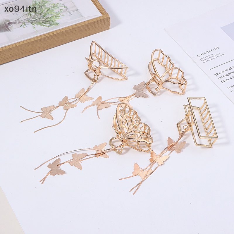 Kẹp Tóc Hình Bướm Lớn Màu Vàng Đính Ngọc Trai Phong Cách Vintage Thanh Lịch