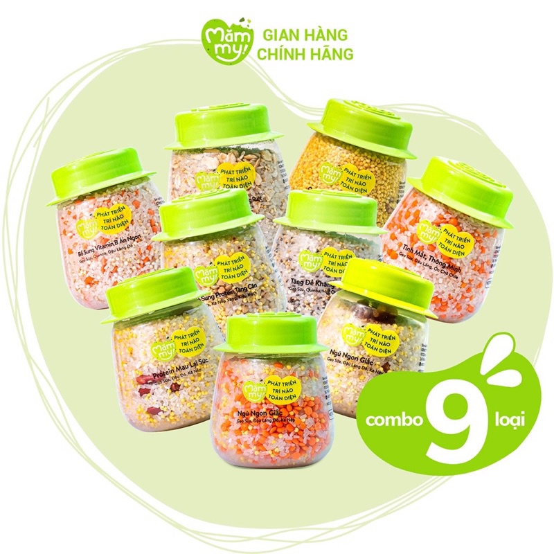 Combo 9 hũ đậu hạt hữu cơ Mix sẵn Mămmy, nấu cháo bổ sung chất dinh dưỡng cho bé ăn dặm trên 6 tháng