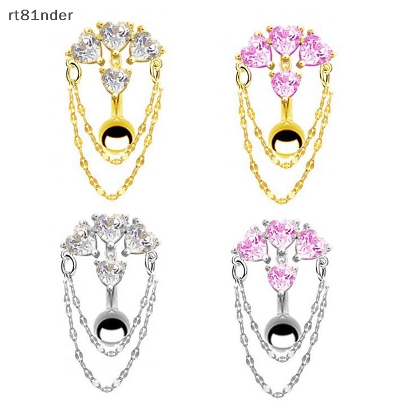 Rt Khuyên Rốn Bằng Thép Không Gỉ Hình Trái Tim Đính Đá Zircon Gợi Cảm