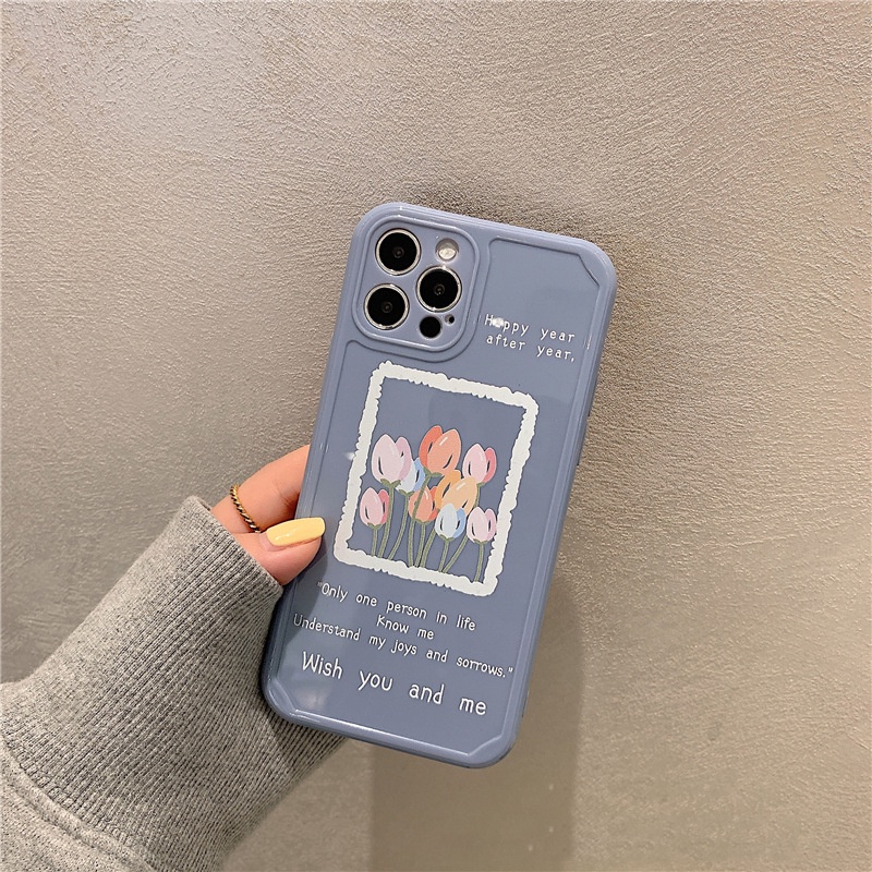 Ốp Điện Thoại Silicon Hình Hoa Tulips AT0243 Cho Iphone SE2020 7 / 8 Plus X XR XM 11 12 MINI PRO MAX