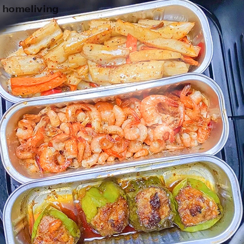 Set 10 Khuôn Lá Nhôm Hình Chữ Nhật Làm Bánh Pudding Có Thể Tái Sử Dụng