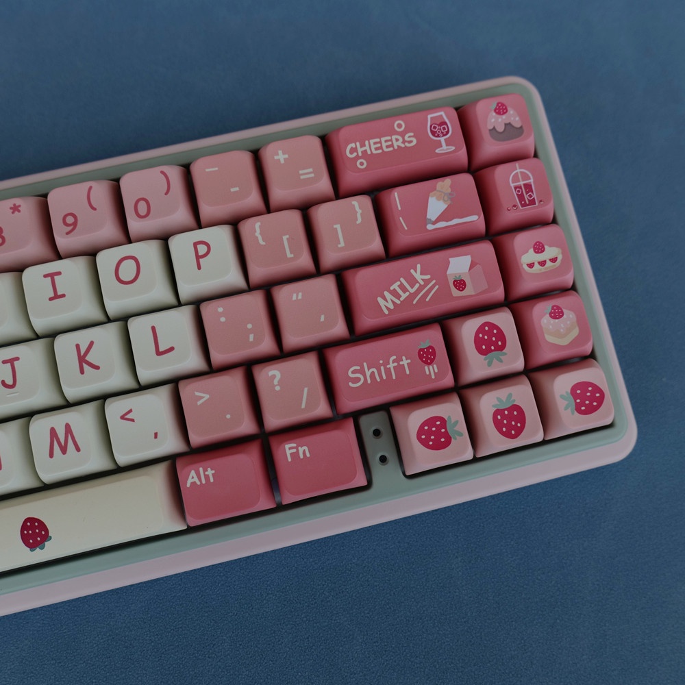 Kem Dâu Keycaps XDA Profile PBT Dye Sub Bàn Phím Cơ Keycap