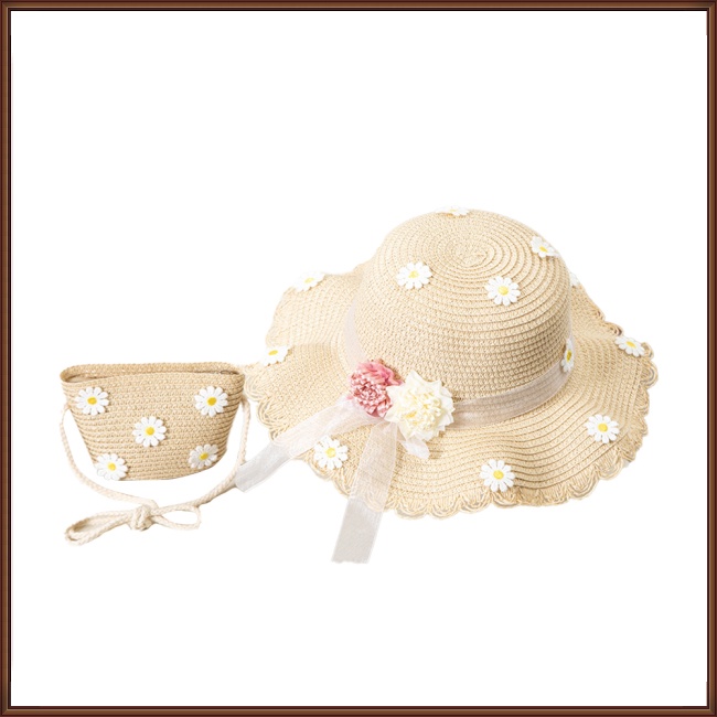 Set 2 Món Nón Chống Nắng + Túi Xách Dễ Thương Xinh Xắn Dành Cho Bé 2-8 Tuổi