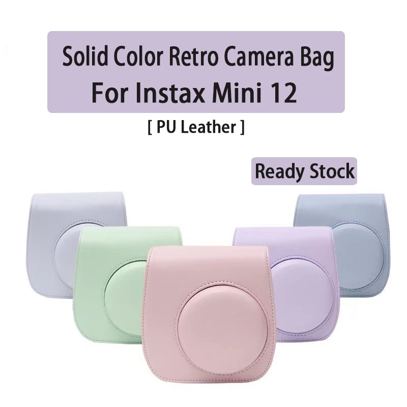 Túi Đựng Máy Ảnh For instax mini 12 mini12 Màu Trơn Phong Cách retro Ốp