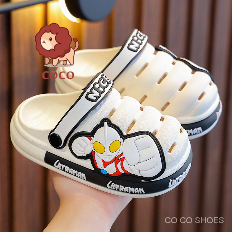Dép Sandal Đục Lỗ Thoáng Khí Chống Trượt In Hình Ultraman Thời Trang Mùa Hè Cho Bé Trai Và Gái