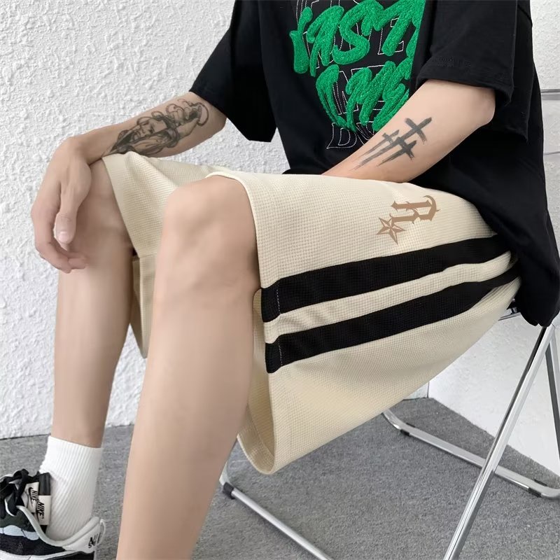 [M-5XL] Quần Lửng Nam Dáng Rộng In Họa Tiết Waffle Đơn Giản Thời Trang Mùa Hè Mới