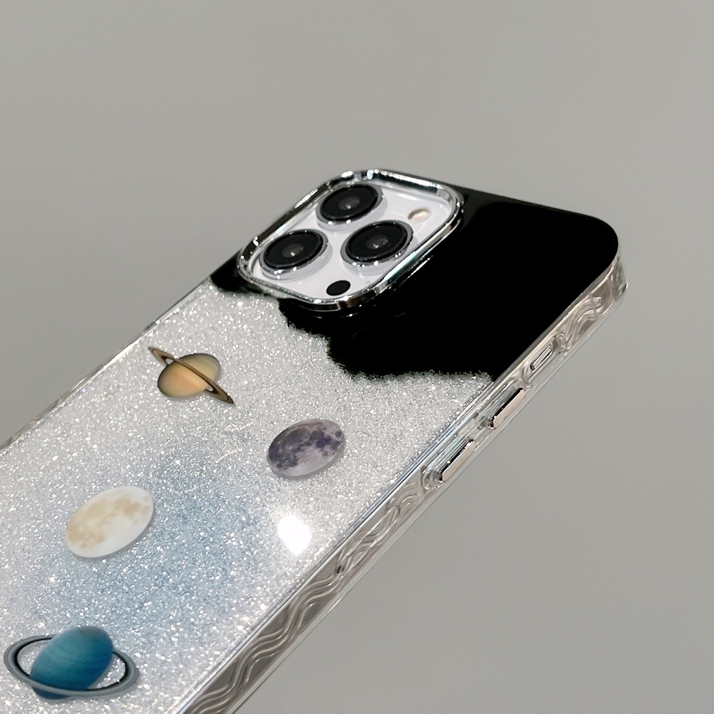 Ốp Điện Thoại TPU Silicon Mềm Chống Sốc Hai Mặt Họa Tiết Hành Tinh Cho iPhone 14 13 12 11 PRO MAX