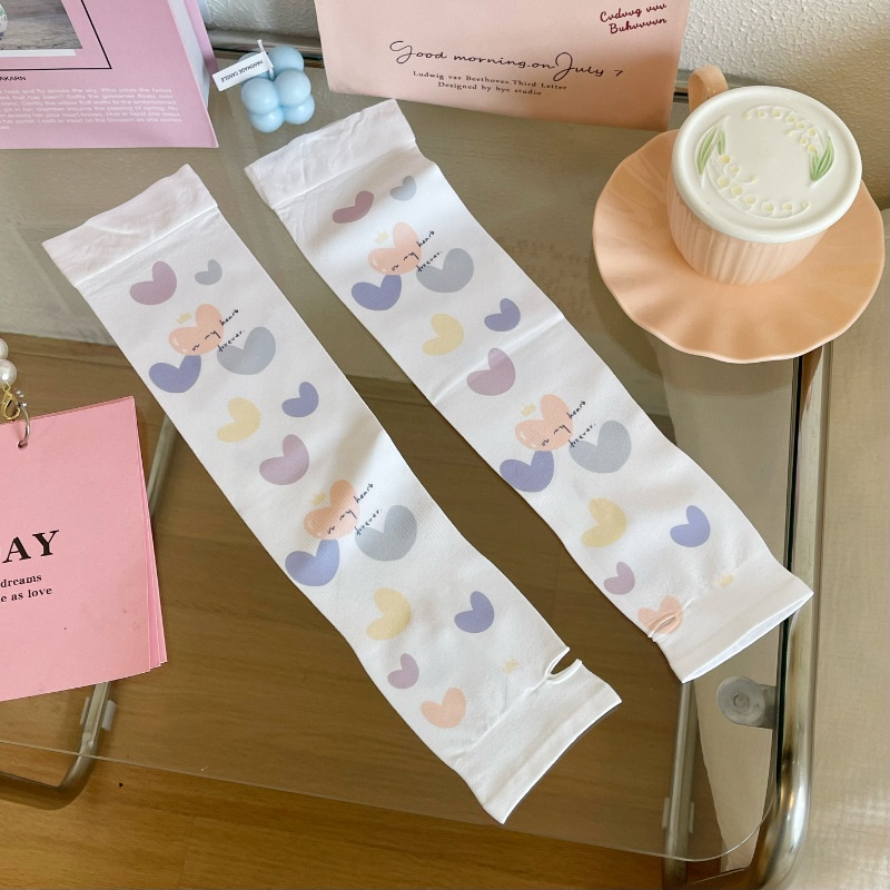 Găng Tay Chống Nắng Bằng Lụa Lạnh Họa Tiết Hoạt Hình Phong Cách Hàn Quốc Cho Nữ