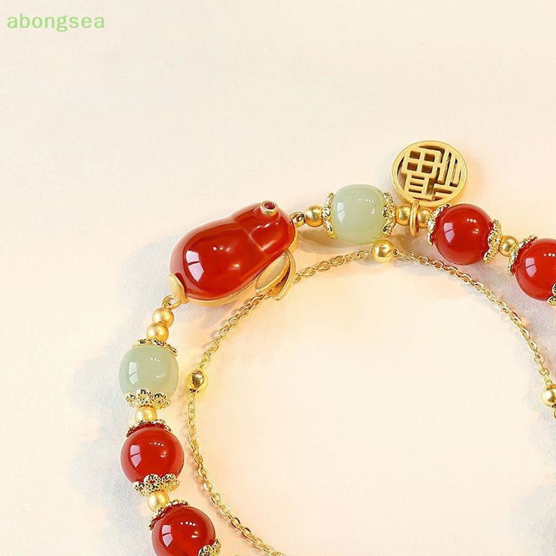 Abongsea Vòng Tay Hai Lớp Mặt Hình Thỏ Dễ Thương Phong Cách Vintage Cho Nữ