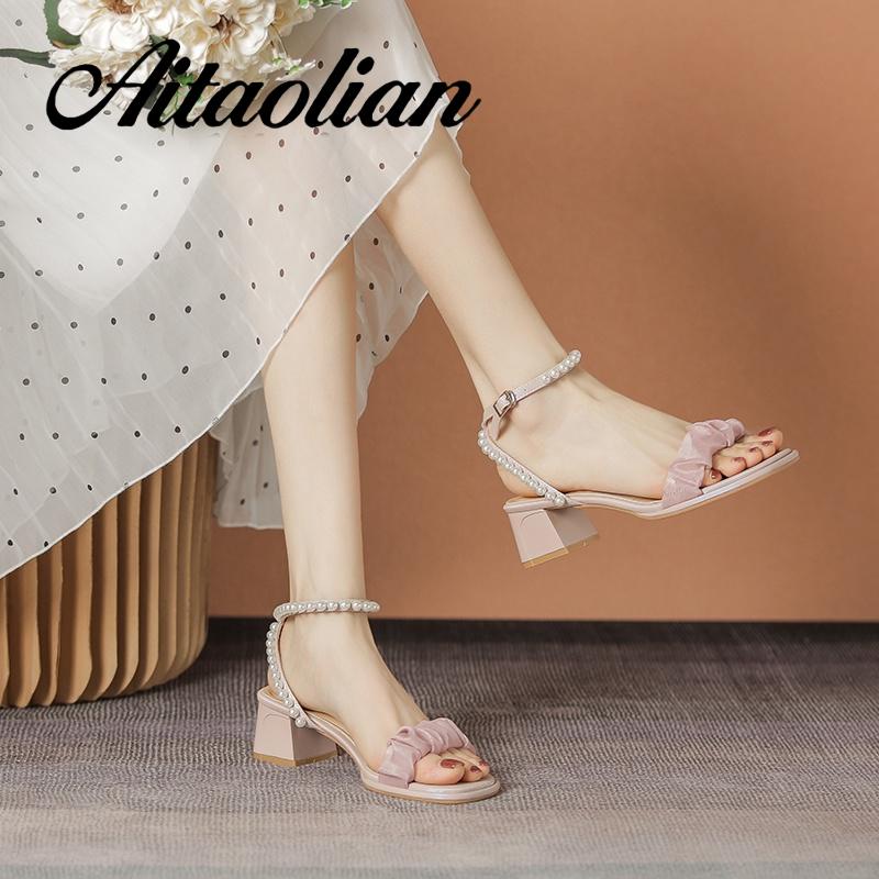 Xăng đan Da Mũi Vuông Đế Dày 5cm Thời Trang Cho Nữ Màu Sắc