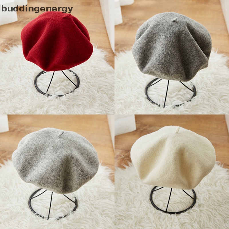 {BUDDI} Mũ Beret Len Màu Trơn Giữ Ấm Mùa Đông Phong Cách Retro Pháp Thanh Lịch Phù Hợp Với Nữ {BUDDI {buddingenergy}