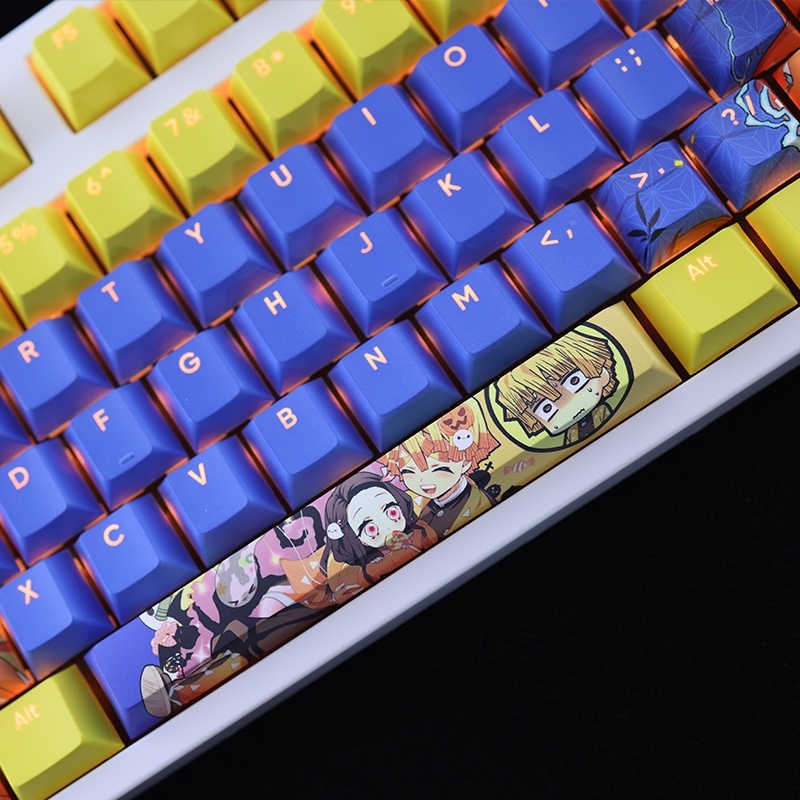 Agatsuma Zenitsu Keycaps Cherry Profile Demon Slayer Anime PBT DYE Sub Cơ Keycap