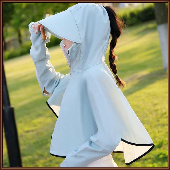 Áo Khoác Chống Nắng Kèm Khẩu Trang Chống Tia Cực Tím Có Mũ Trùm Tiện Dụng Cho Người Đi Xe Đạp 40-65kg