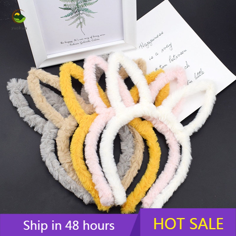 【YUKV】Băng đô cài tóc trang trí tai mèo/ tai thỏ vải lông xinh xắn đáng yêu cho bạn gái