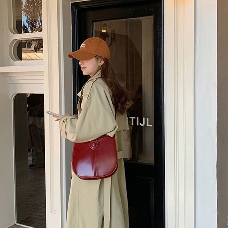 Túi Đeo Vai Bằng Da Cao Cấp Sức Chứa Lớn Màu Trơn Đơn Giản Chất Lượng Cao Cho Nữ