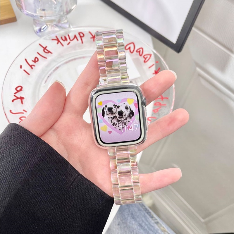 Dây Đeo Bằng Nhựa Màu Laser Cho iWatch Series 8 7 6 5 4 3 2 1 41mm 45mm 44mm 40mm 42mm 38mm