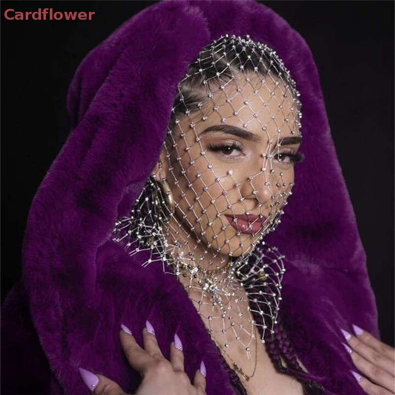 < Cardflower > Khăn Trùm Đầu Co Giãn Đính Kim Cương Giả Lấp Lánh Cho Nữ Đi Tiệc Kỳ Nghỉ Mới