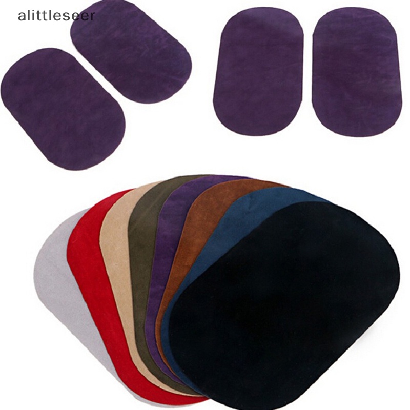 Bộ 2 Miếng Da Lộn Hình Oval Dùng Để May Vá Quần Áo DIY