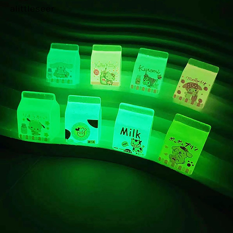 Set 2 Hộp Sữa Dạ Quang Mini Bằng Nhựa Resin Dùng Để Trang Trí
