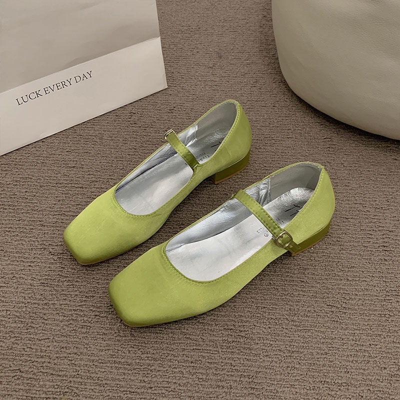 Giày Búp Bê Đế Dày Màu Bạc Phong Cách Retr EAML