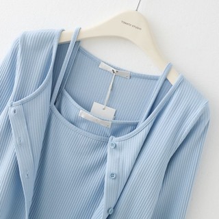 Set đồ thể thao mùa hè gồm áo cardigan dệt kim lụa lạnh mỏng dáng ôm + áo hai dây + quần ngắn cho nữ