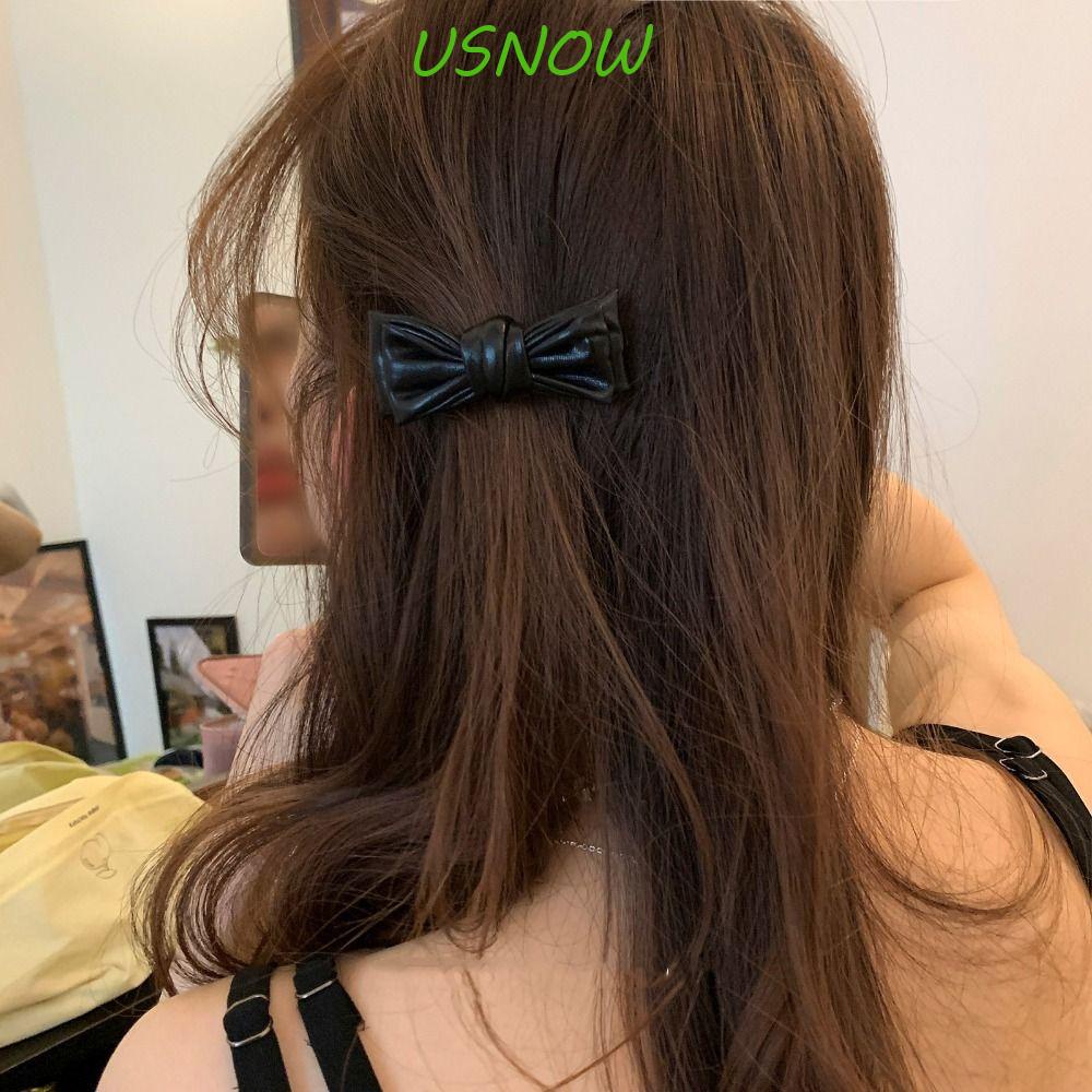 Kẹp Tóc Nơ Bằng Da PU Y2K Phong Cách Lolita Hàn Quốc Dễ Thương Cho Bé Gái