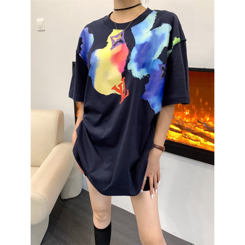 L &amp; v- Áo Thun Tay Ngắn In Hình Máy Phun Sơn Graffiti Đường Phố Cao Cấp Thời Trang Jhtfxbjfghfghf