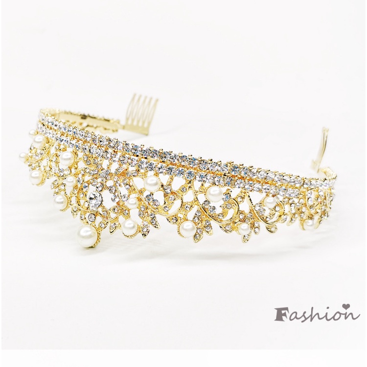 Vương Miện Hợp Kim Mạ Điện Đính Kim Cương Giả Đơn Giản Phụ Kiện Cô Dâu Đám Cưới