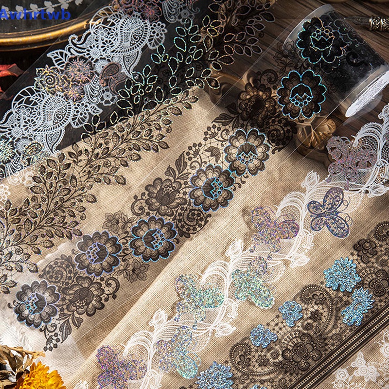Awhrtwb Cuộn Băng Dính Ren Hoa Cổ Điển 2m Rayon Dream Aesthetic Chống Thấm Nước Làm Sổ Nhật Ký Trang Trí Sổ Lưu Niệm Mới