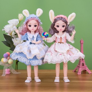 Búp bê 3d bjd 1 / 6 30cm có mắt mặc đầm xinh xắn