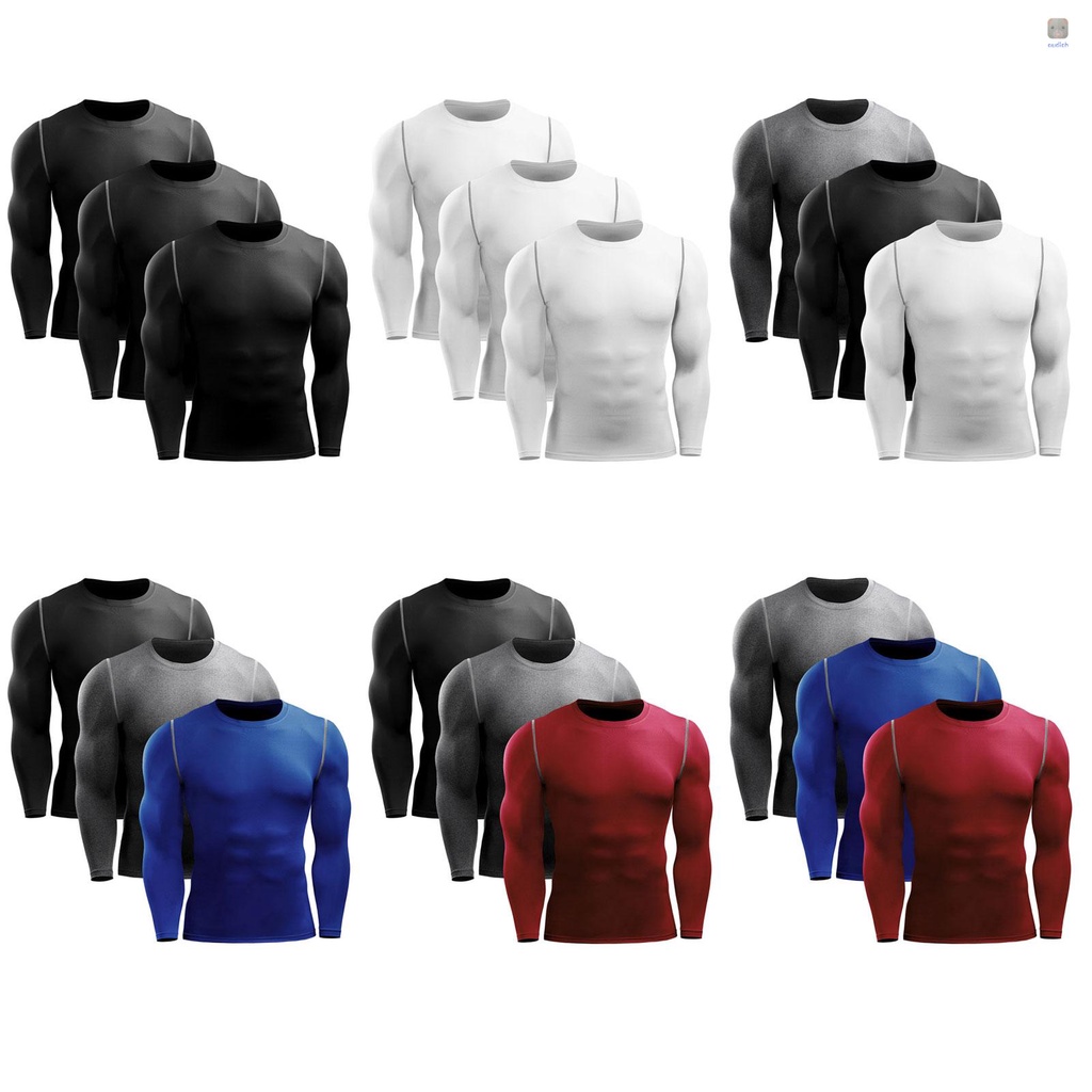 Set 3 Áo Thun Thể Thao Dài Tay Khô Nhanh Chống Ẩm Cho Nam