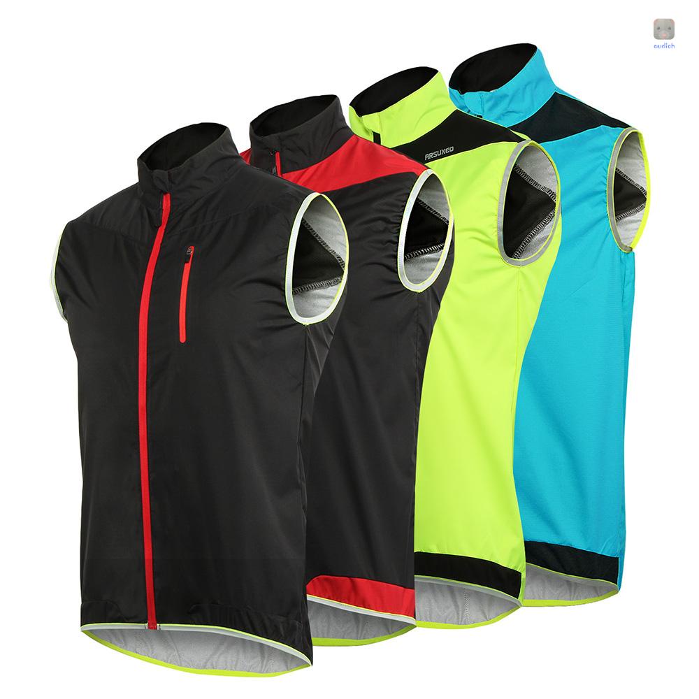 Arsuxeo Áo Sát Nách Phối Khóa Kéo Thoáng Khí Thời Trang Chạy Bộ Cho Nam