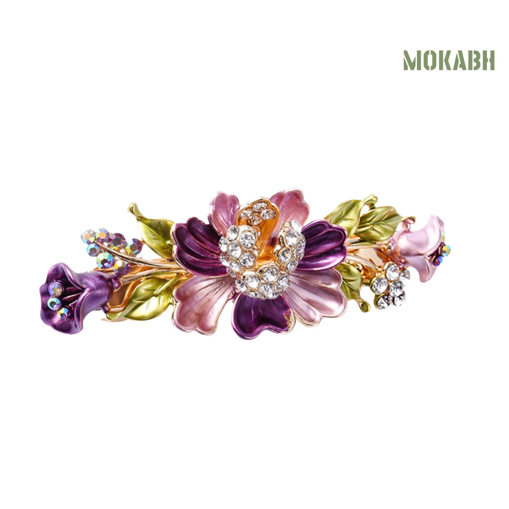 Kẹp Tóc Họa Tiết Hoa Đính Đá Lấp Lánh Chống Trượt