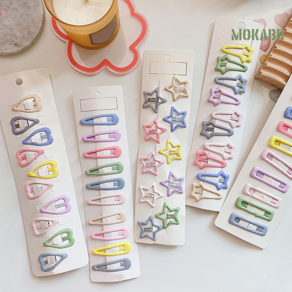 10 Kẹp Tóc Co Dãn Chống Trượt Họa Tiết Hình Ngôi Sao Trái Tim Hoạt Hình