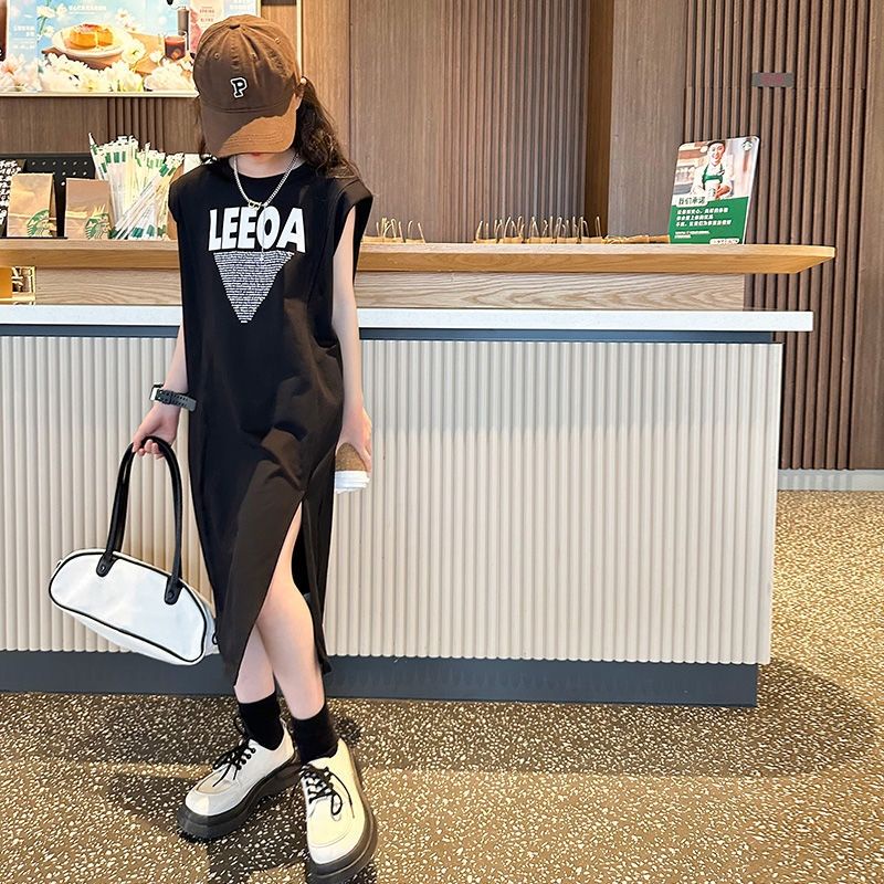 Đầm Thun Sát Nách Dáng Chữ A Xẻ Tà Thời Trang Mùa Hè Hàn Quốc Cho Mẹ Và Bé
