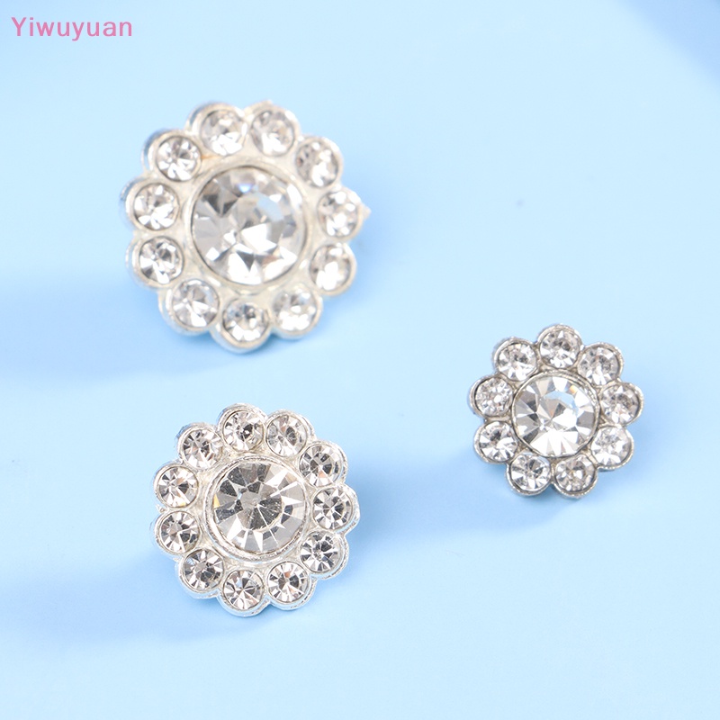 10 Nút Áo Hình Hoa Bằng Kim Loại Đính Đá Lấp Lánh DIY Mới