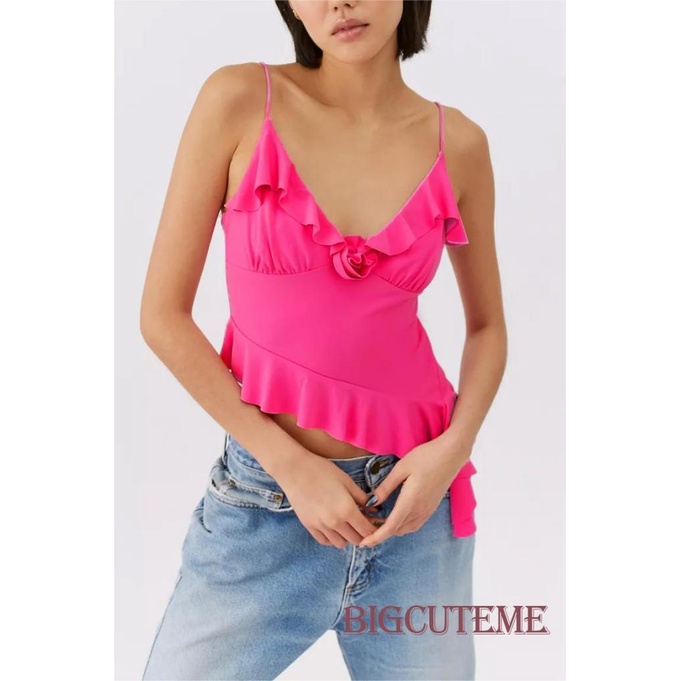 Áo Hai Dây Cổ Chữ V Màu Sắc Thời Trang Mùa Hè Cho Nữ