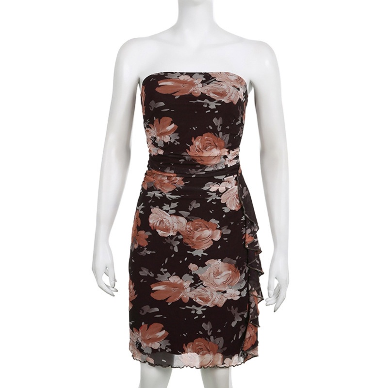 Đầm Ôm Dáng Không Dây In Họa Tiết Hoa Quyến Rũ Dành Cho Nữ