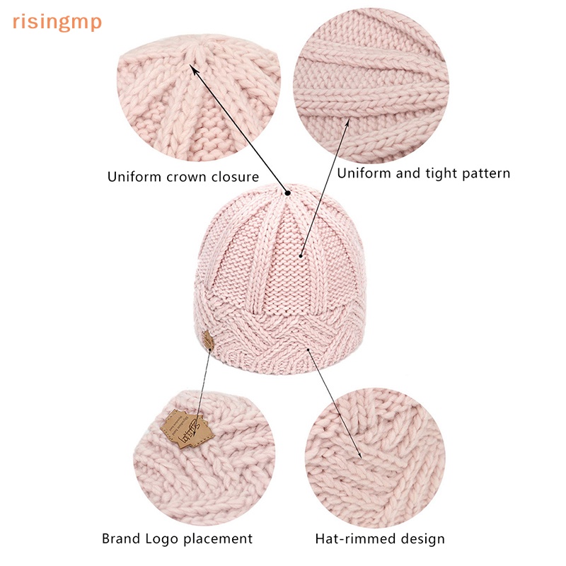[risingmp] Mũ Beanie Dệt Kim Dày Co Giãn Giữ Ấm Mùa Thu Đông Cho Nữ